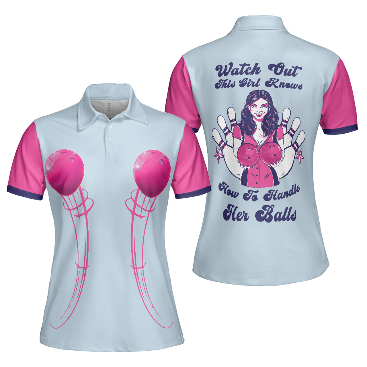 Bowling Women Polo Shirt, Watch Out This Girl Knows Short Sleeve Women Polo Shirt - Perfect Gift For Women, Bowlers Women' s Polo Shirt S -5XL