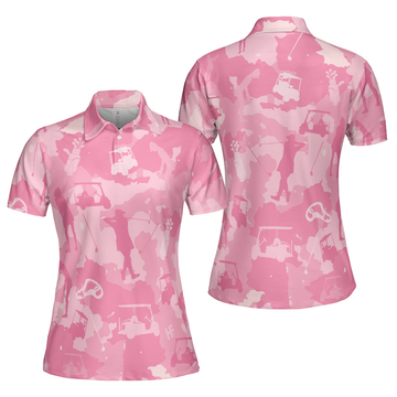 Golf Girl Camouflage V2 Pink Camo Golf Shirt Women Polo Shirt S-5XL
