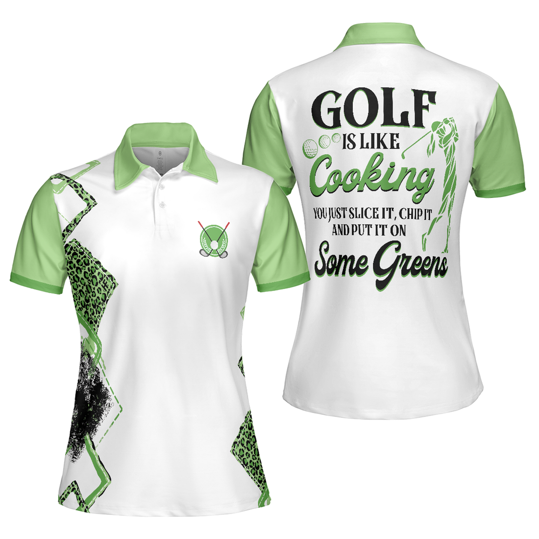 Golf Is Like Cooking You Slice It Chip It And Put It On Women's Polo Shirts S-5XL