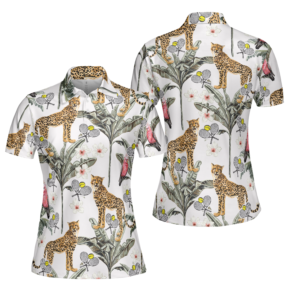Tropical Coconut Leopard Short Sleeve Tennis Gift For Her Women's Polo Shirts S-5XL