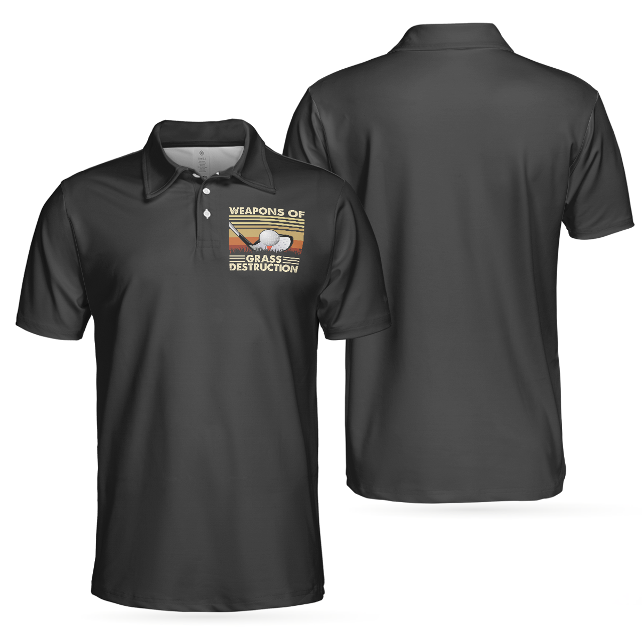 Weapons Of Grass Destruction Vintage Chess Graphic Black Men's Polo Shirt S-5XL