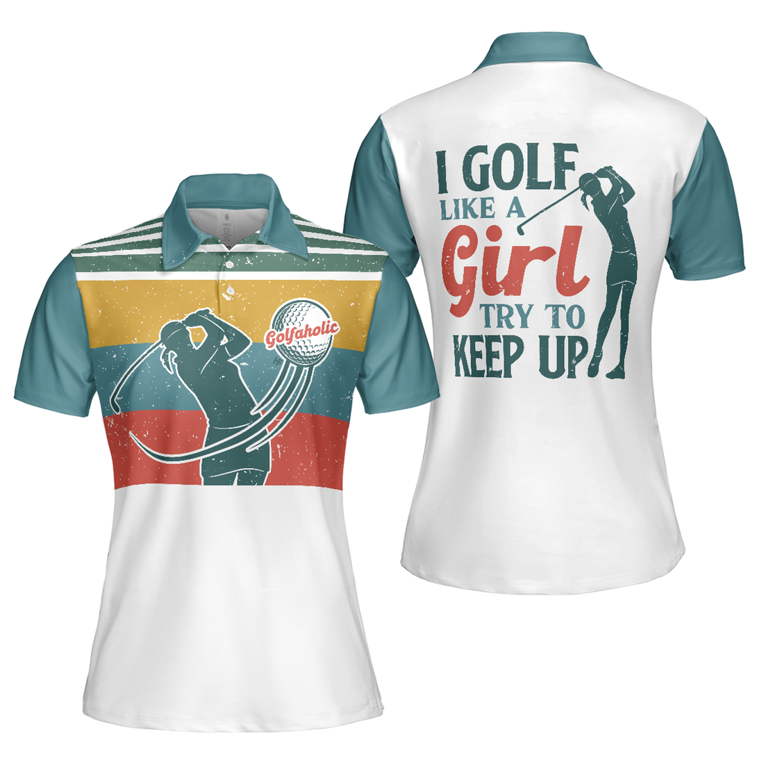Colorful Golf for Ladies Short Sleeve Unique Golf Gift Women's Polo Shirt S-5XL