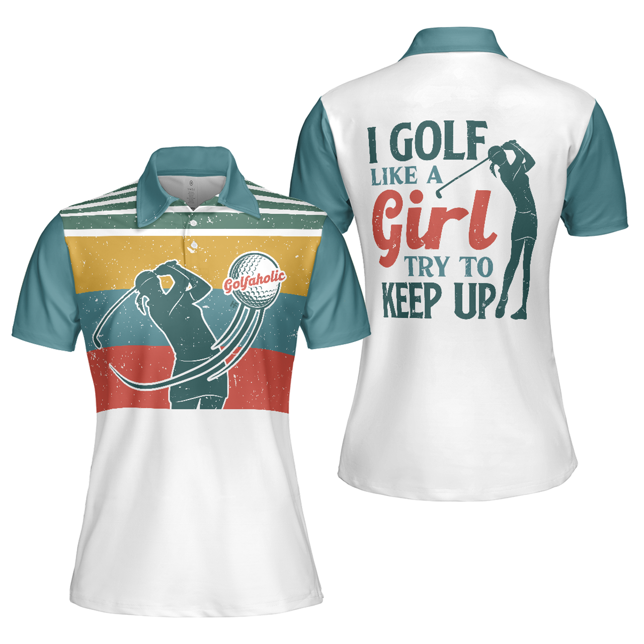 Colorful Golf for Ladies Short Sleeve Unique Golf Gift Women's Polo Shirt S-5XL