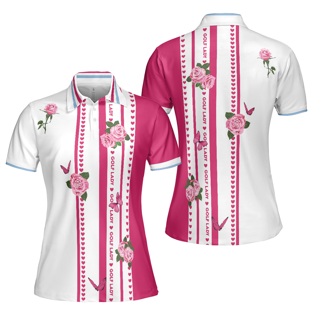 Vintage Style Golf for Ladies with Roses Floral Design Women's Polo Shirts S-5XL