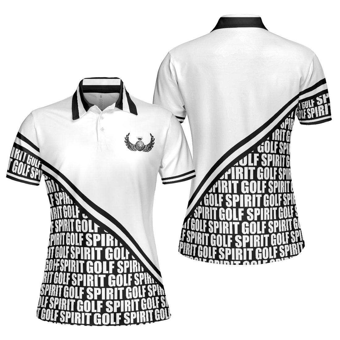 Golf Spirit in Black and White Short Sleeve Simple Design Women's Polo Shirt S-5XL