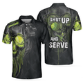 Scary Skull Tennis Graphic All Over Printed Men's Polo Shirt S-5XL