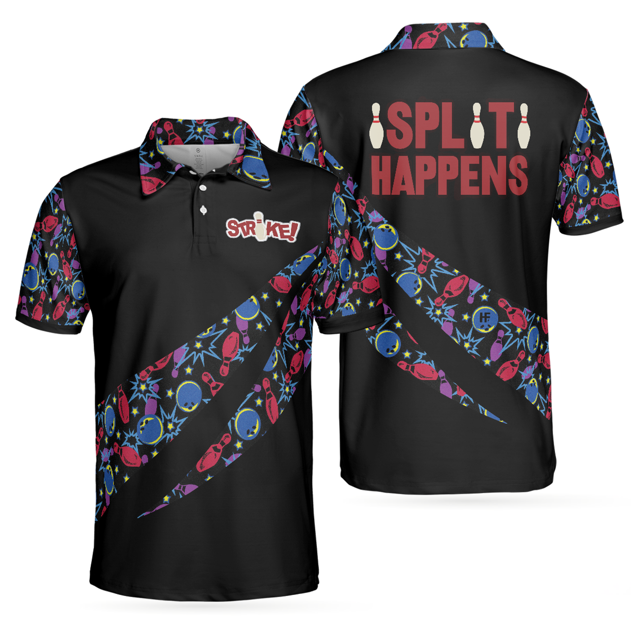 Bowling Split Happen Seamless Pattern Shirt Perfect Gift Men's Polo Shirt S-5XL