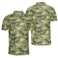 Camouflage Dinosaur Pattern Short Sleeve Camo Military Men's Polo Shirt