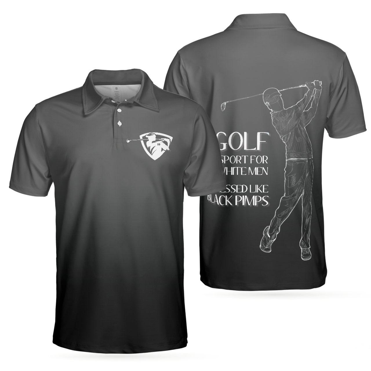 Golf Black Pimps Funny White Men Golfing Shirt Best Gift Men's Polo Shirt