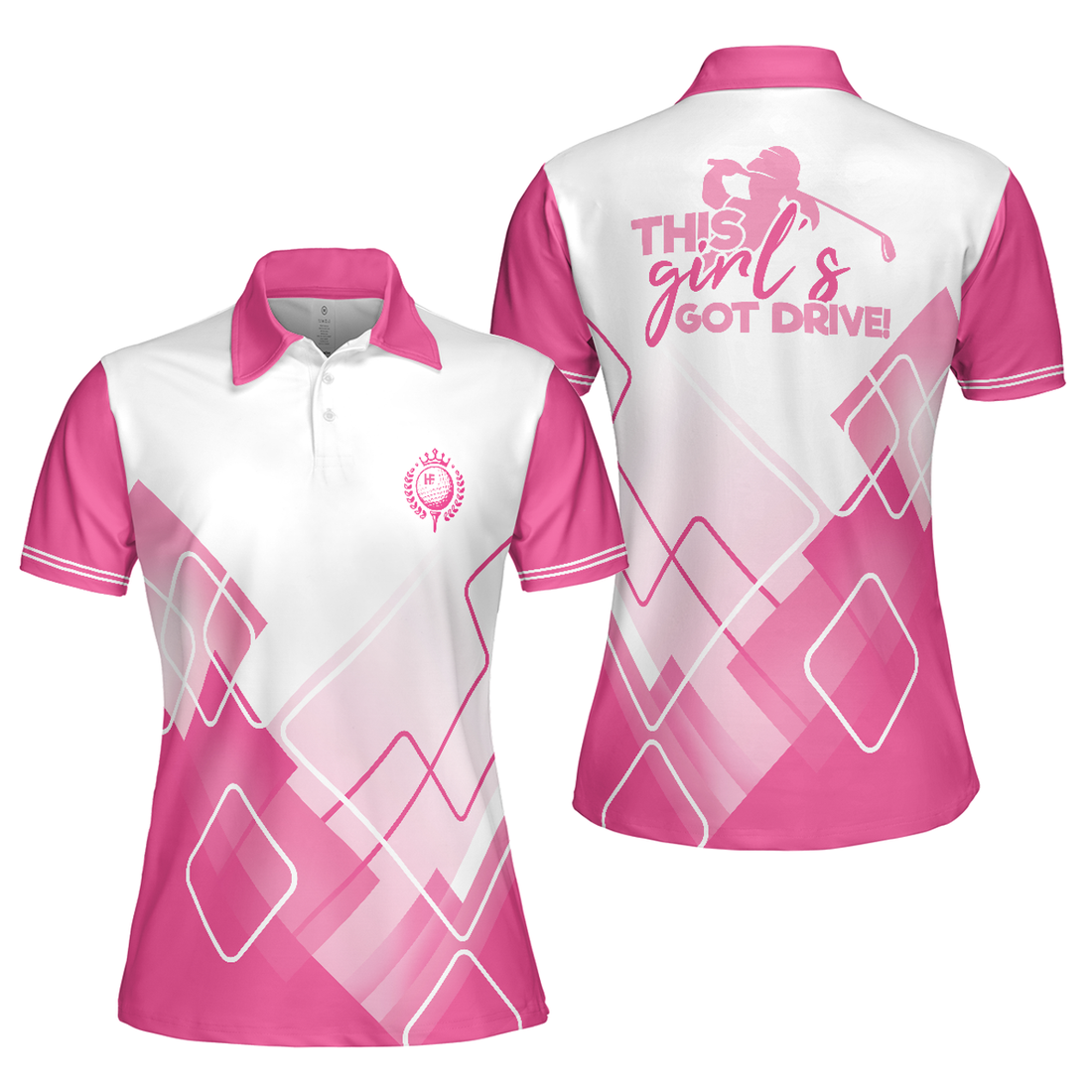 This Girl's Got Drive Pink Golf Short Sleeve Pattern Women's Polo Shirts S-5XL