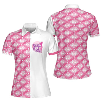 Pink Argyle Golf Clubs Pattern Just A Girl Who Loves Women's Polo Shirts S-5XL