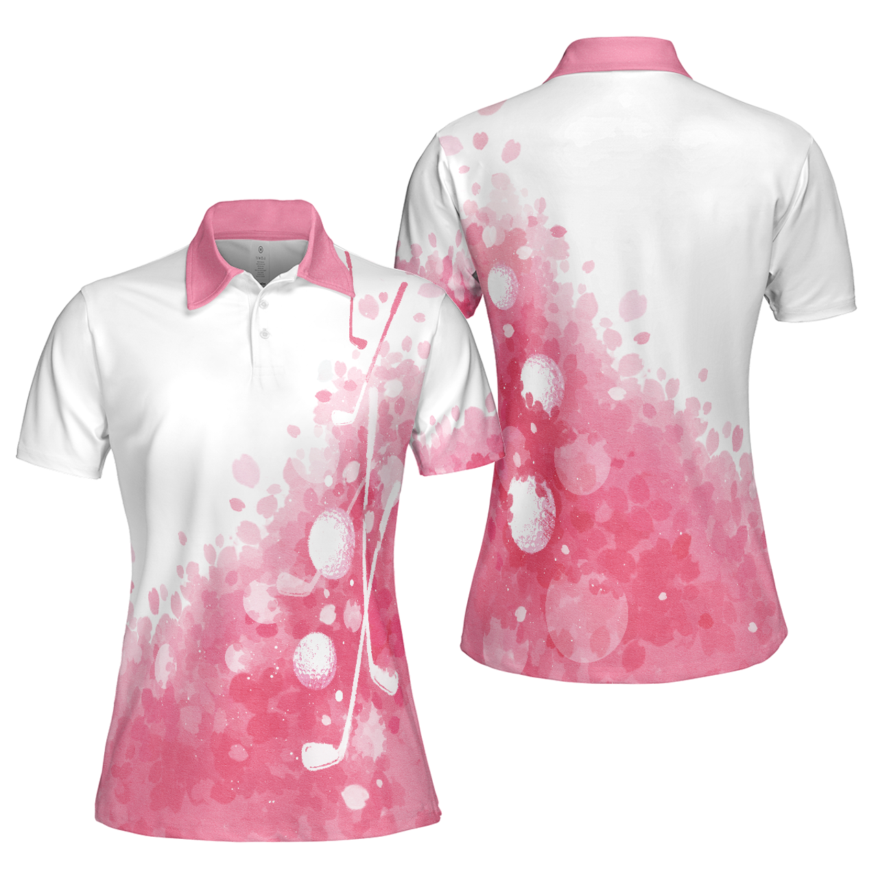 Artistic Pink and White Golf Shirt Gift For Golfers Women Polo Shirt S-5XL