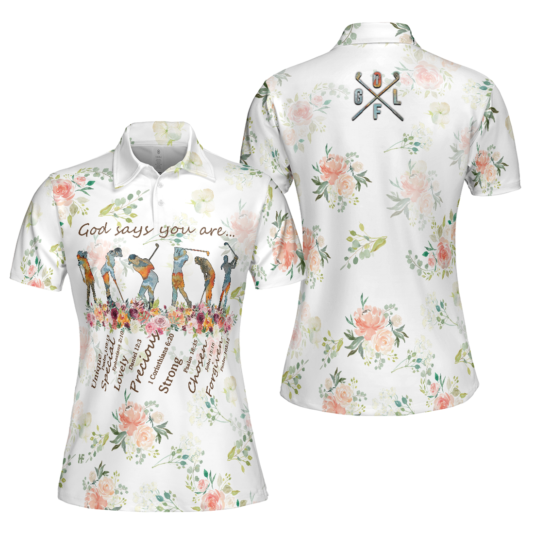 Golf Girl God Says You Are Floral Golf Shirt Women Polo Shirt S-5XL