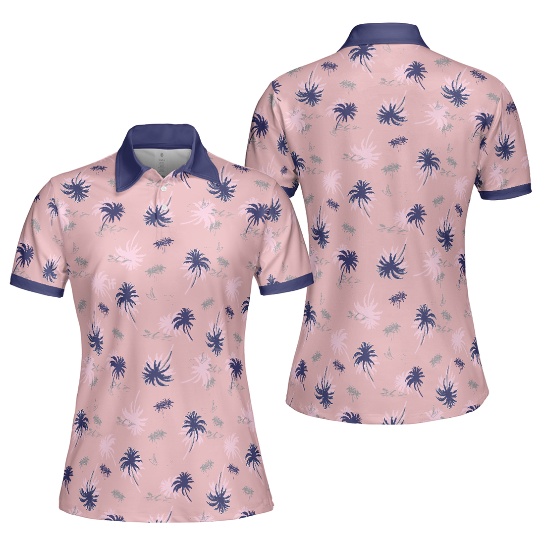 Tropical Palm Tree Pattern Golf Short Sleeve Women Polo Shirt S-5XL