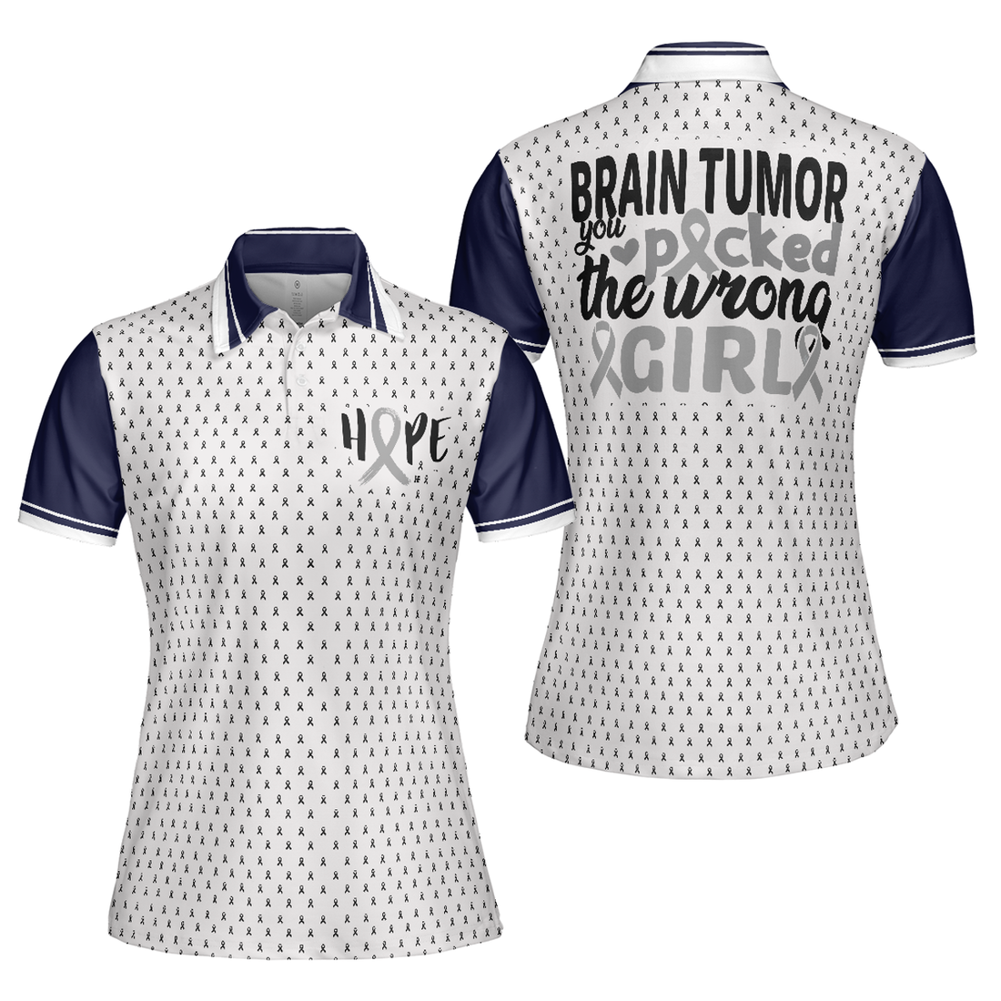 Cool Brain Tumor Support Shirt For You The Wrong Girl Women's Polo Shirts S-5XL