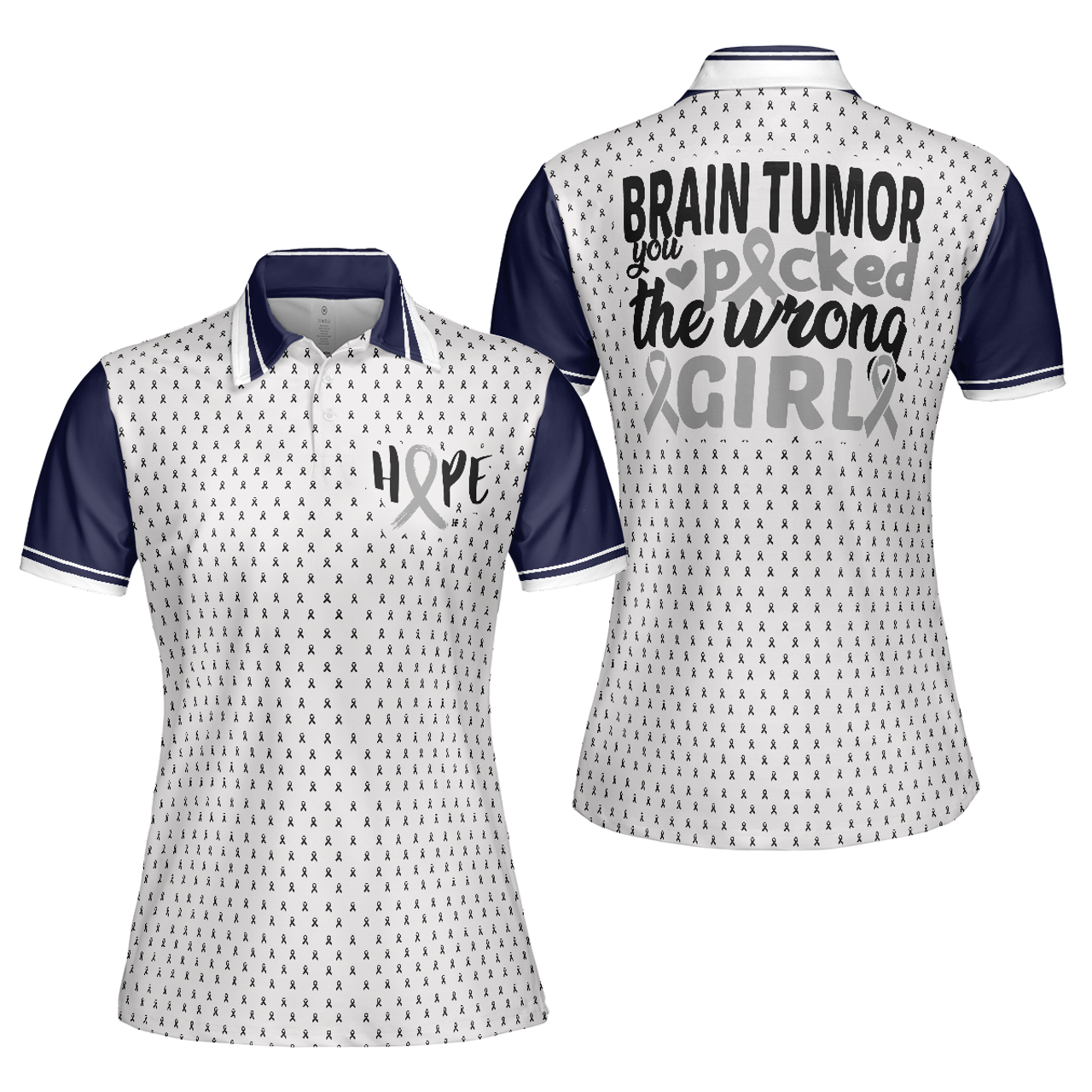 Cool Brain Tumor Support Shirt For You The Wrong Girl Women's Polo Shirts S-5XL
