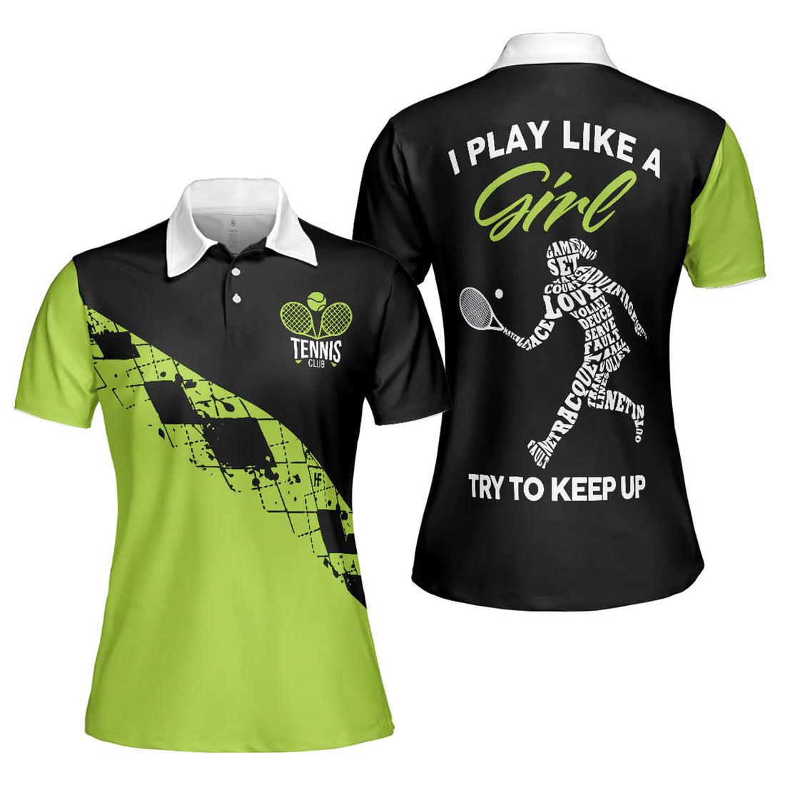 Tennis I Play Like A Girl Try To Keep Up For Ladies Women's Polo Shirts S-5XL