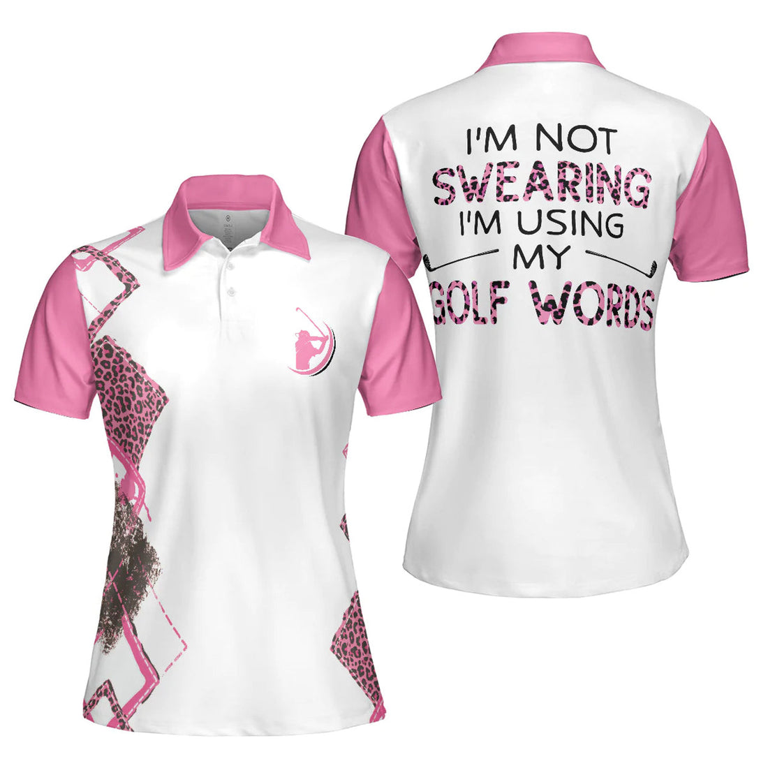 Pink Leopard Argyle Pattern Golf Shirt I'm Not Swearing Women Polo Shirt S-5XL