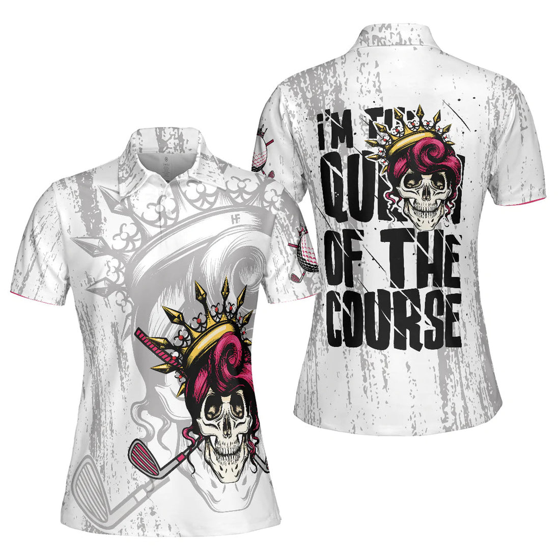 Black And White Skull Golf Cool Gift For Female Golfers Women's Polo Shirts S-5XL