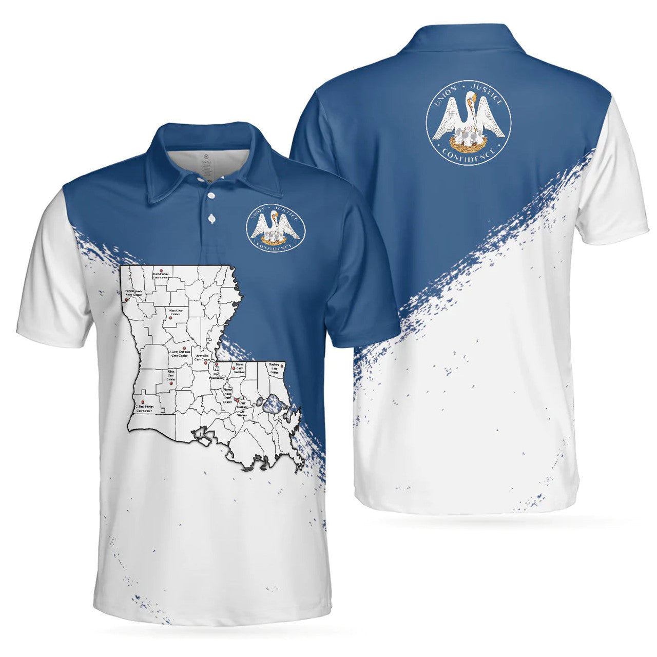Louisiana State and Map Short Sleeve Shirt Cool Louisiana Flag National Pride Men's Polo Shirt