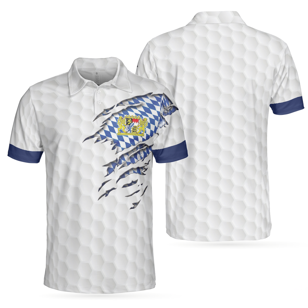 Bavaria Flag And Golf Ball Pattern Gift For Golfers Men's Polo Shirt