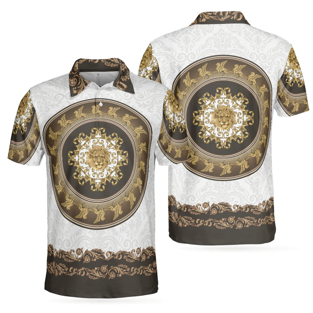 Luxury Baroque Lion of Saint Mark Vintage Style Men's Polo Shirt S-5XL