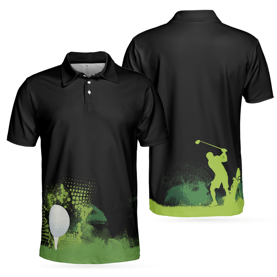 Golf Grunge Graphic Wet Paint Silhouette Black Polo Shirt Men's Polo Shirt S-5XL
