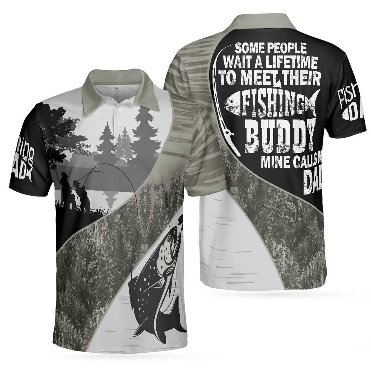 Father and Son Fishing Buddy Calls Me Dad Fishing Shirt for Men's Polo Shirt