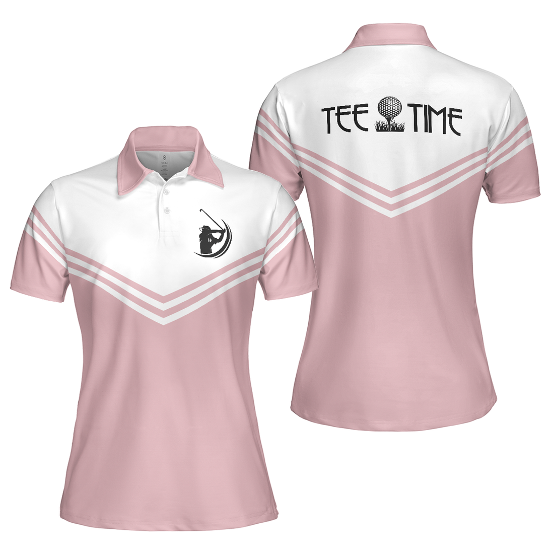 Tee Time Golf White and Pink Short Sleeve Perfect Gift Women's Polo Shirts S-5XL