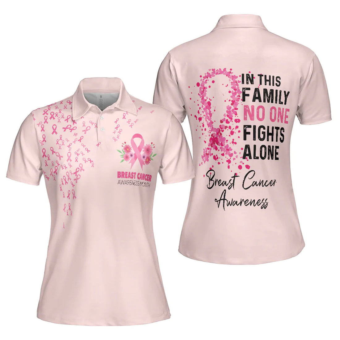 Breast Awareness In This Family Fights Alone Cool Gift Women's Polo Shirts S-5XL