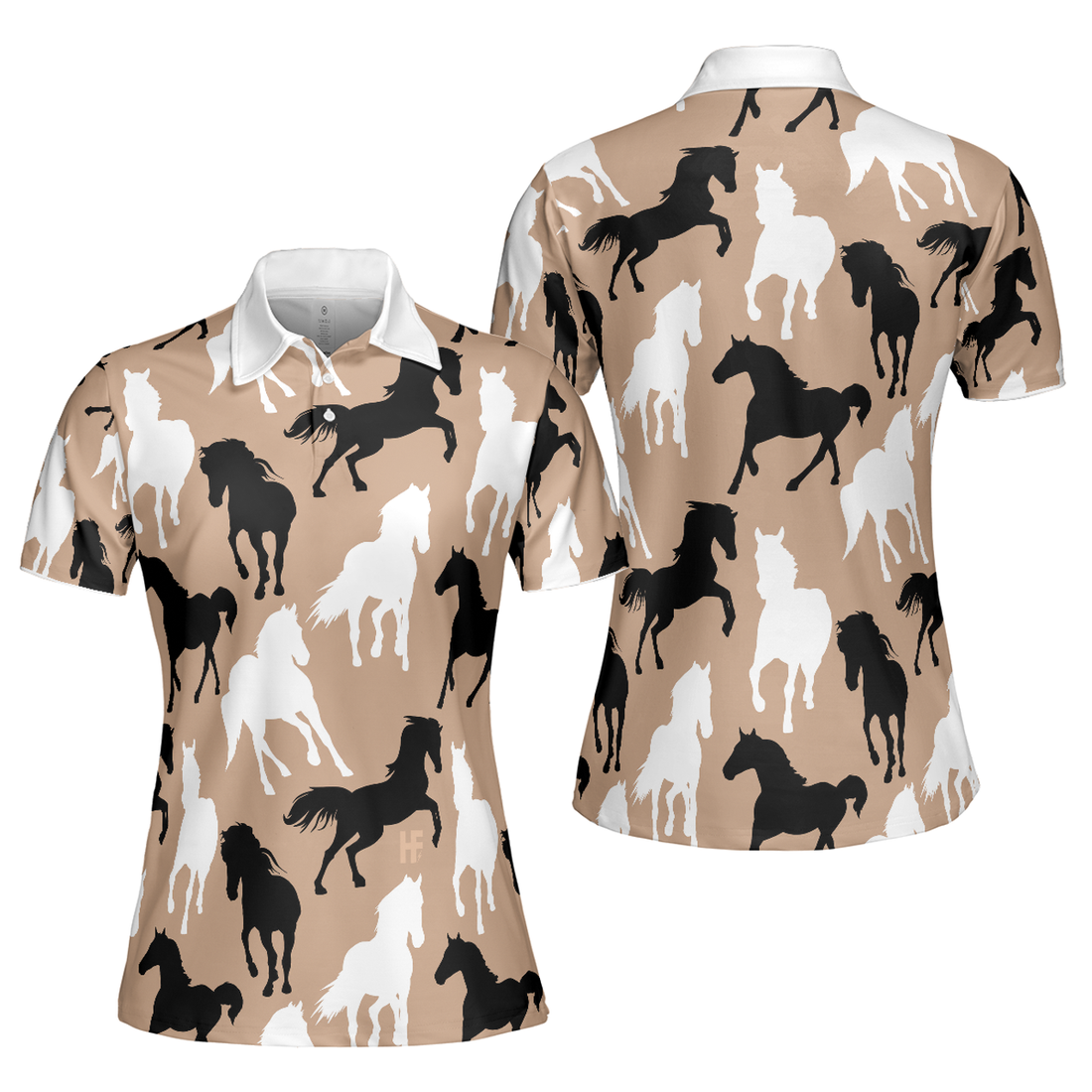 Black and White Horses Lover Shirt Women Polo Shirt S-5XL