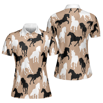 Black and White Horses Lover Shirt Women Polo Shirt S-5XL