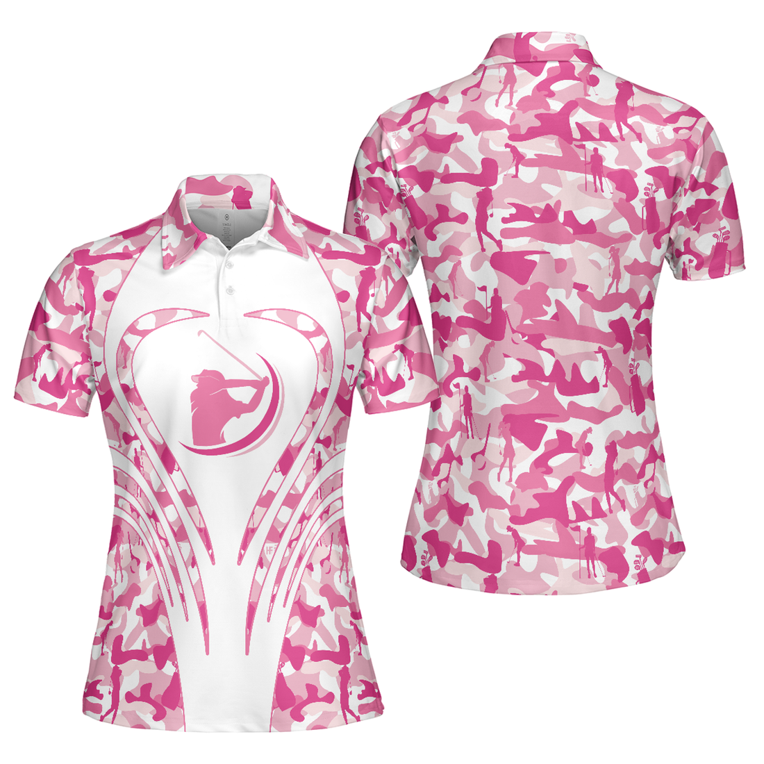 White Pink Camouflage Golf Gift Idea Thinning Layout Women's Polo Shirts S-5XL