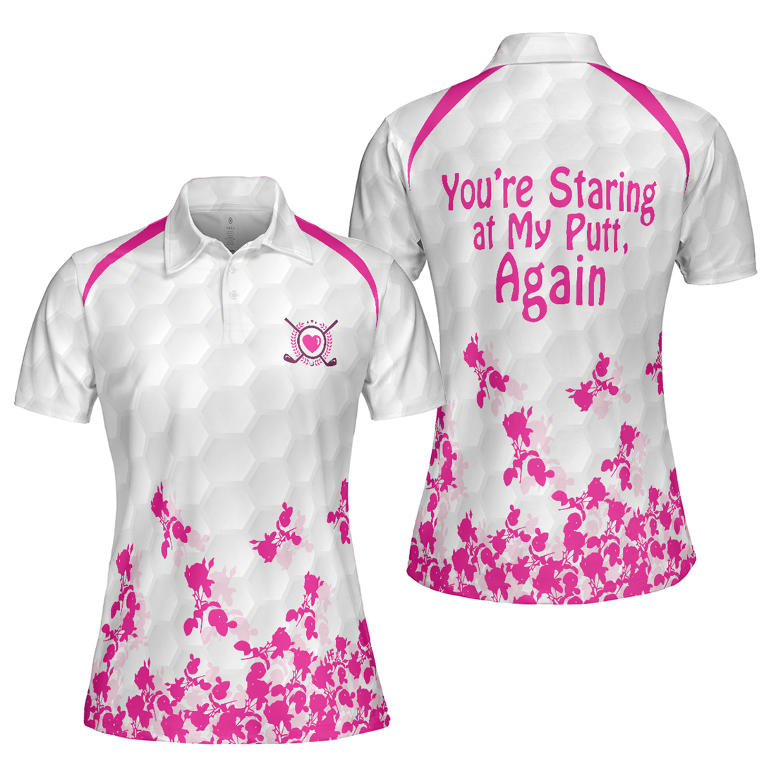 Funny Pink Rose Golf Shirt Gift For Women Who Golf Women's Polo Shirts S-5XL
