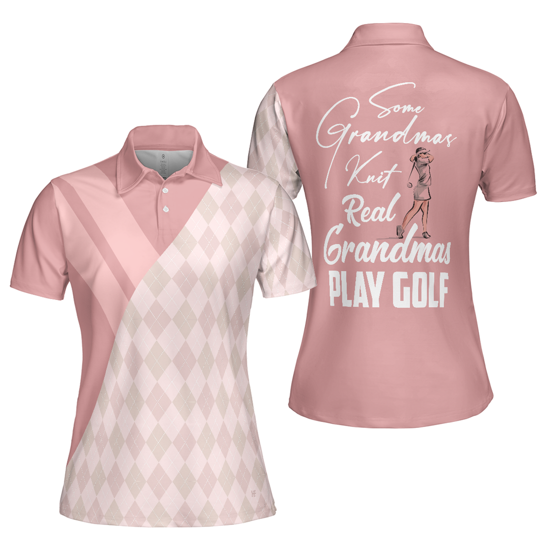 Some Grandmas Knit Real Women Play Golf Light Pink Women Polo Shirt S-5XL