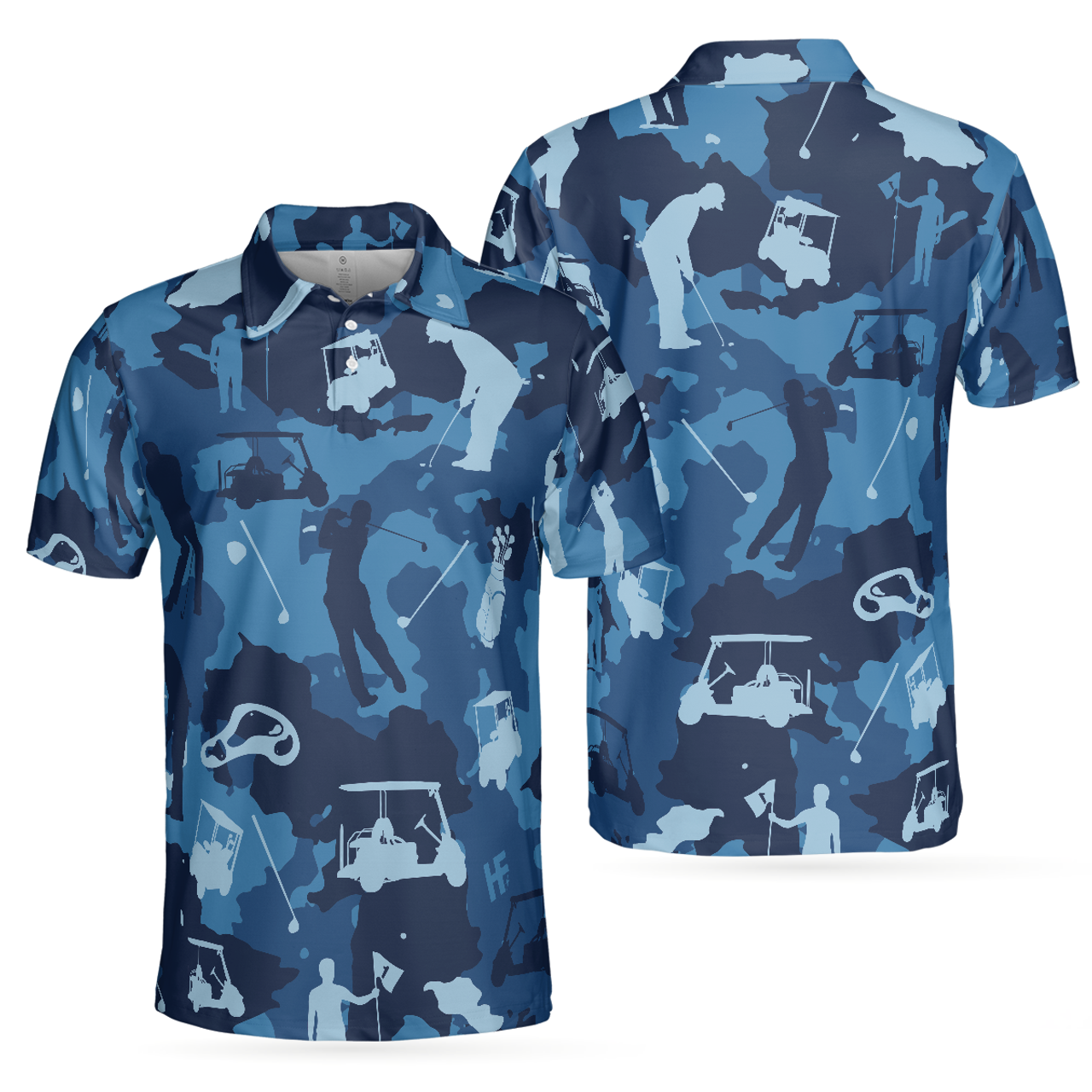 Golf Ocean Blue Camouflage Camo Streetwear Men's Polo Shirt