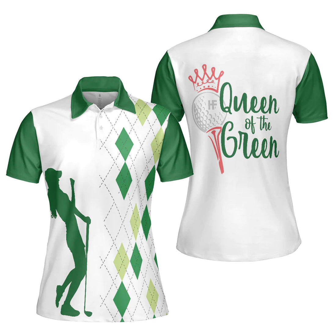 Queen Of The Green Short Sleeve Women Polo Shirt Gift For Golfer Women Polo Shirt S-5XL