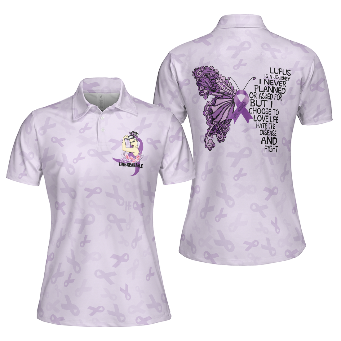 Butterfly Believe Lupus Awareness Best Gift for Ladies Women's Polo Shirts S-5XL