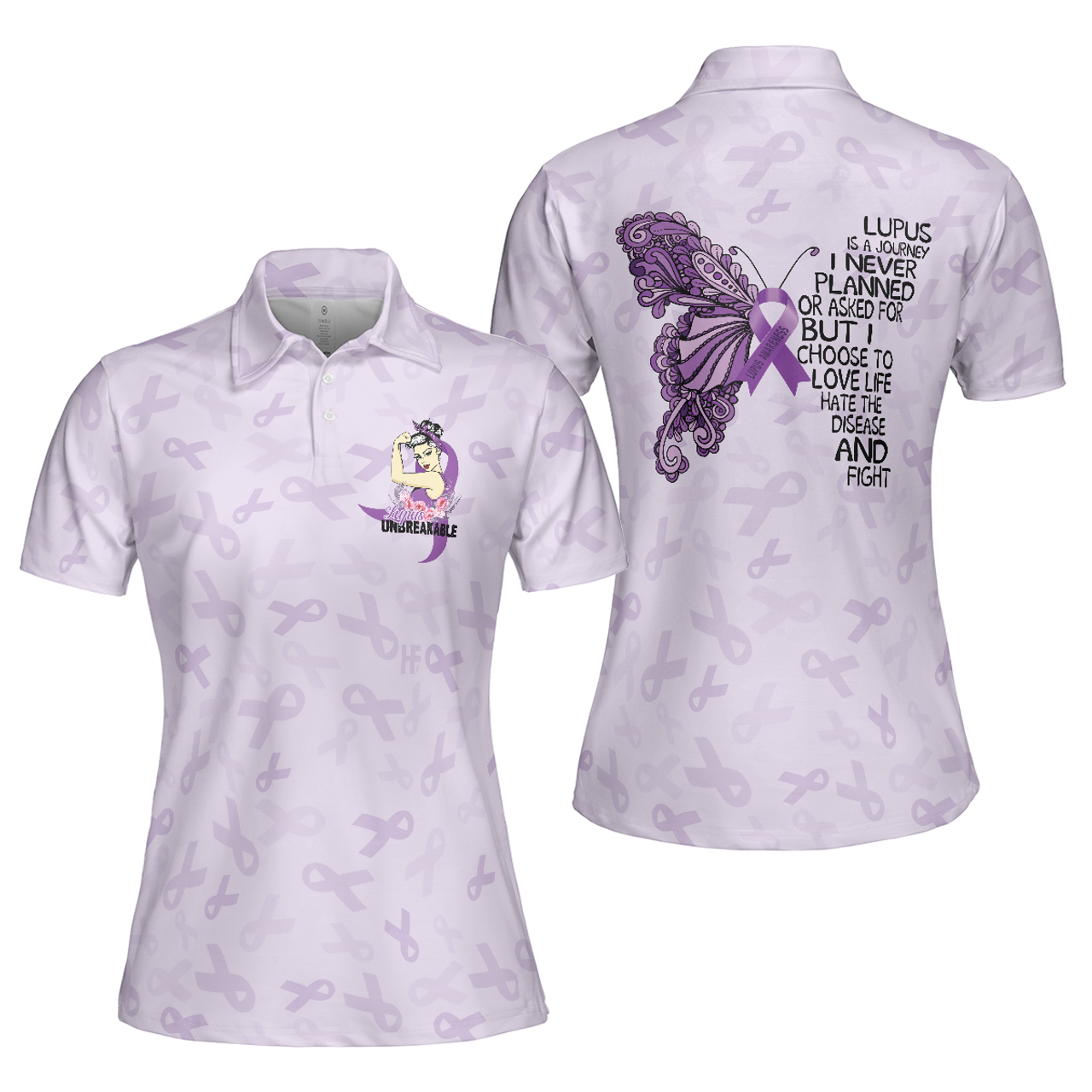 Butterfly Believe Lupus Awareness Best Gift for Ladies Women's Polo Shirts S-5XL