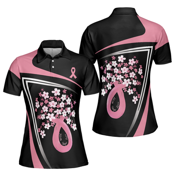 Flowers Faith Hope Love Pink Breast Awareness Ladies Women's Polo Shirts S-5XL