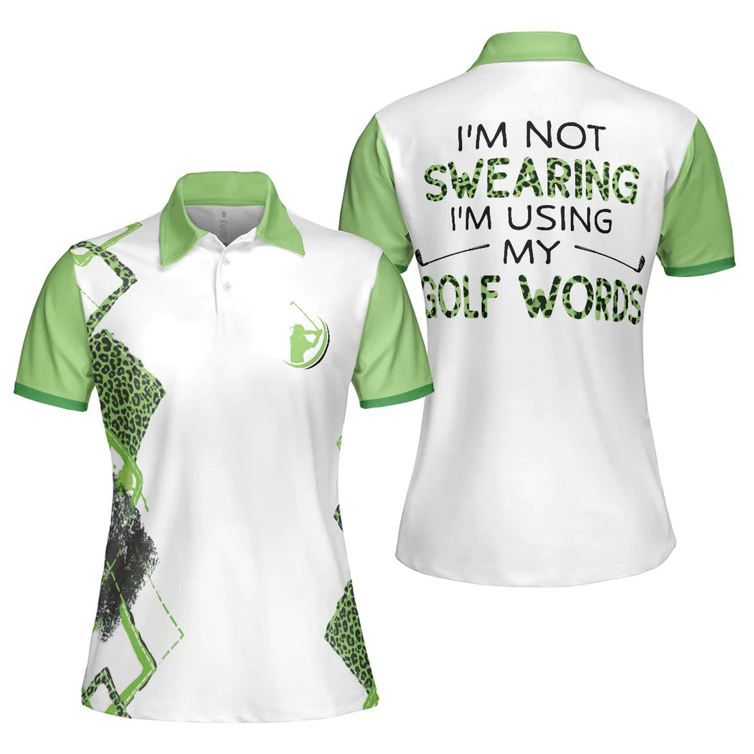 Leopard Green Argyle Pattern Swearing Best Golf Ladies Women's Polo Shirts S-5XL