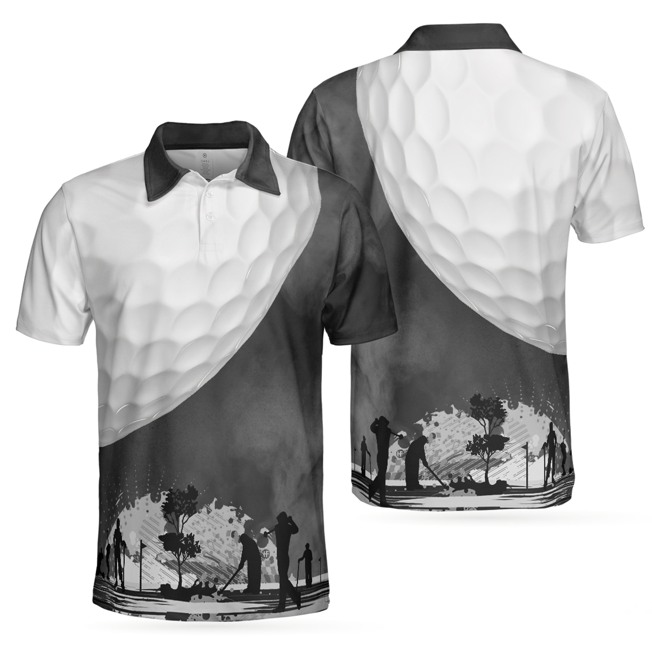 Golf Ball And Smoke Background Men's Polo Shirt Smoke Player Men's Polo Shirt