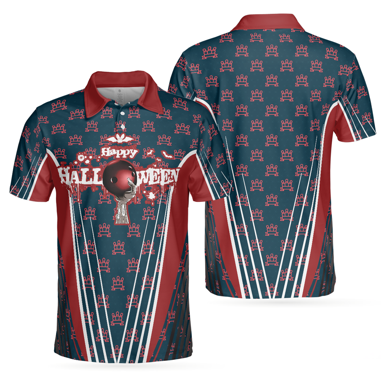 Happy Halloween Happy Bowling Short Sleeve Red Shirt Gift Men's Polo Shirt