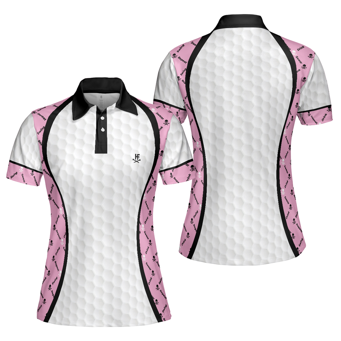 Golf Swing Swear Repeat Argyle Pattern Golf Shirt Women Polo Shirt S-5XL