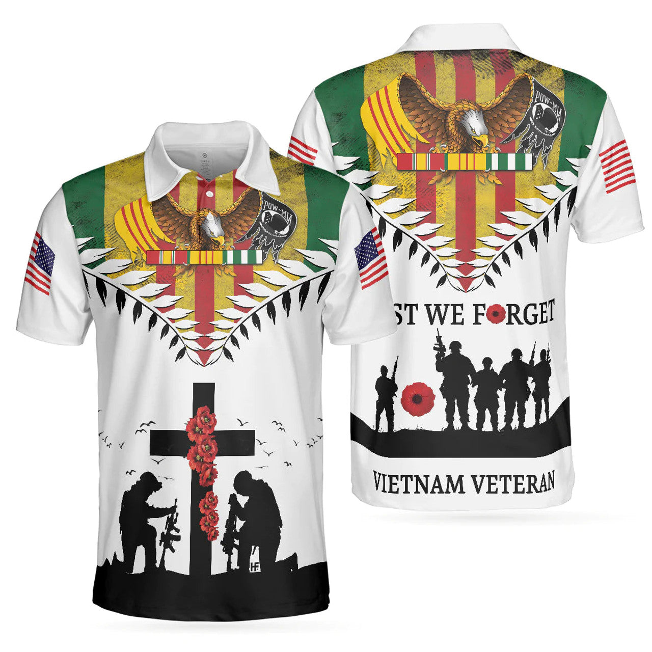 Eagles American Flag Vietnam Veteran Best Gift Idea Men's Polo Shirt S-5XL