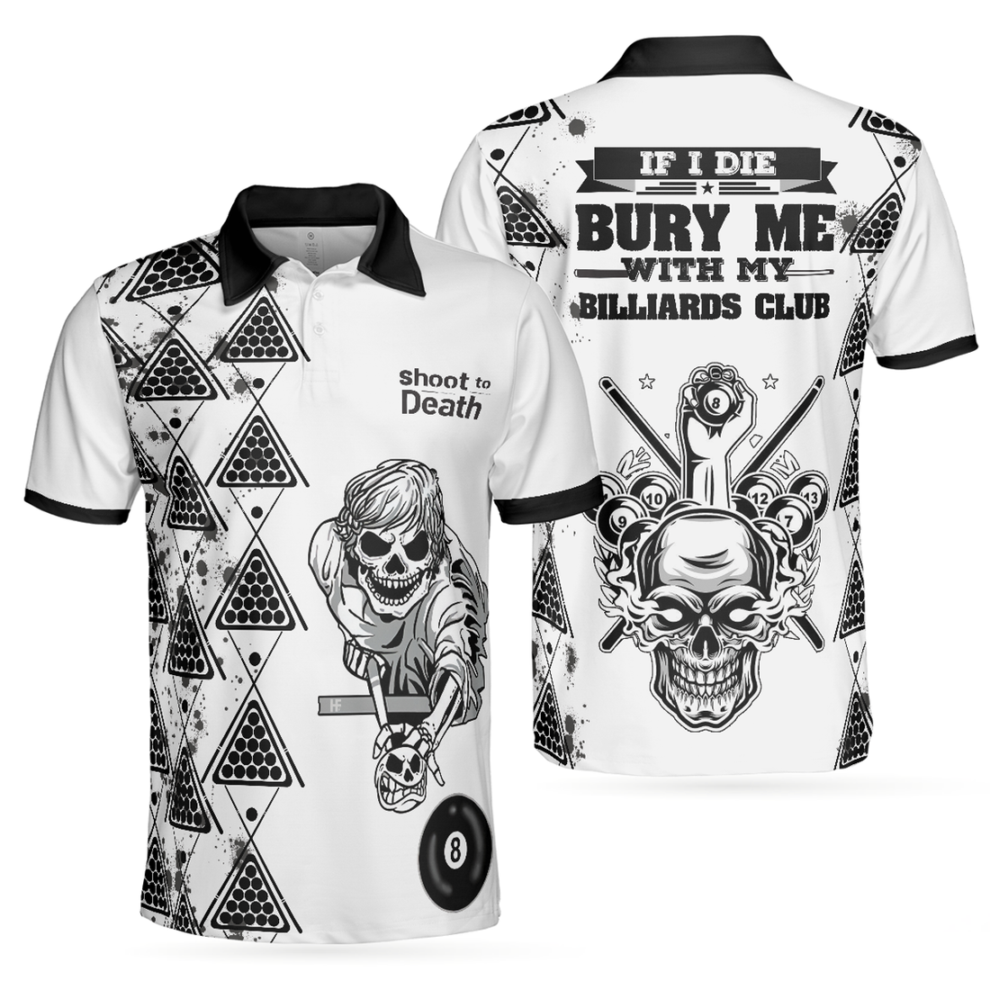 Billiards Death Cool Skull Design Polo Shirt For Lovers Men's Polo Shirt S-5XL