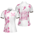 I Beat People With A Stick Lacrosse Shirt White And Pink Golf Women's Polo Shirts S-5XL
