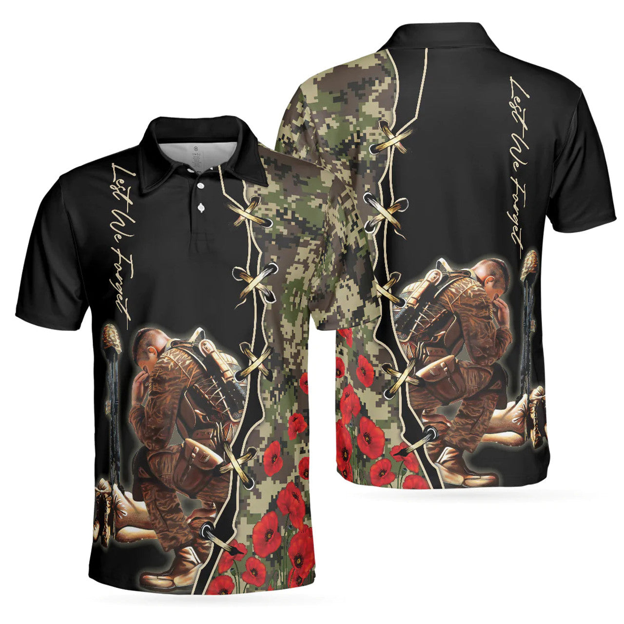 Lest We Forget Veteran Thoughtful Gift for Veterans Day Men's Polo Shirt S-5XL