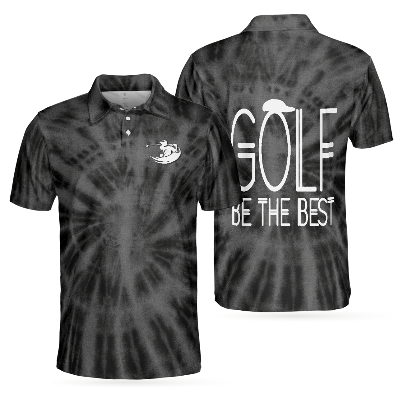 The Best Golf Black Tie Dye Polo Shirt for Men Gift for Golfers Men's Polo Shirt