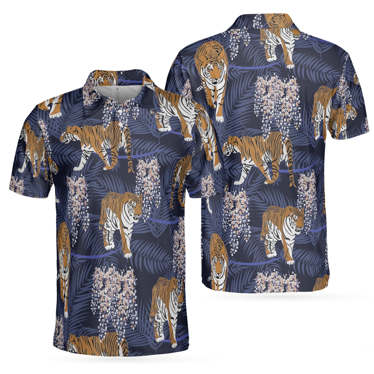 Tiger And Tropical Leaves Short Sleeve Shirt Gift For Men Men's Polo Shirt S-5XL